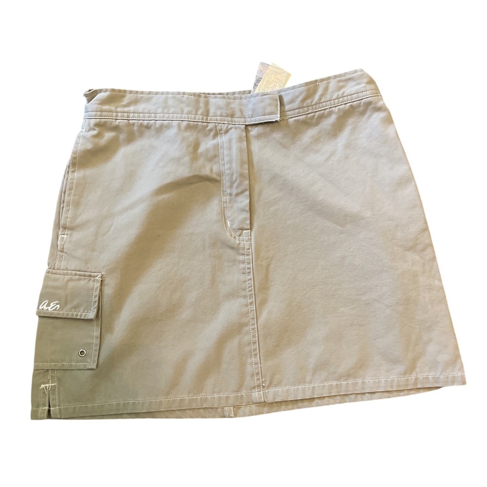 American Eagle Outfitters Khaki Skirt 6 Beige Cotton Y2K Cargo Gorp Grunge 30"